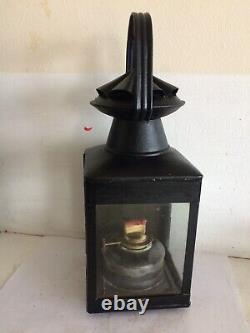 Southern Railway Stamped S(e)r Station Clam Top Square Hand Lamp 1950 & Burner