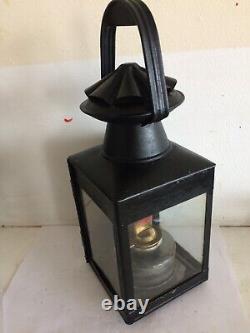 Southern Railway Stamped S(e)r Station Clam Top Square Hand Lamp 1950 & Burner