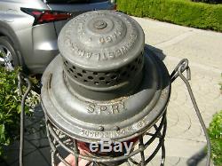 Spry 1909 Adlake Tall Globe Railroad Lantern Red Cast Spco Globe Mystery Road