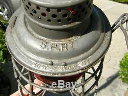 Spry 1909 Adlake Tall Globe Railroad Lantern Red Cast Spco Globe Mystery Road