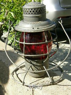 Spry 1909 Adlake Tall Globe Railroad Lantern Red Cast Spco Globe Mystery Road