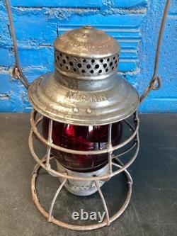 THE ADAMS 1909 MICHIGAN CENTRAL RAILROAD LANTERN WithEMB. (M. C. R. R.) RED GLOBE