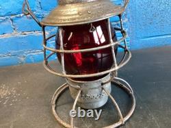 THE ADAMS 1909 MICHIGAN CENTRAL RAILROAD LANTERN WithEMB. (M. C. R. R.) RED GLOBE