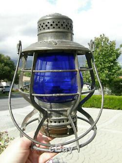 Texas & Pacific Handlan Buck Tall Blue Globe Railroad Lantern