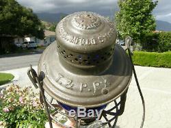 Texas & Pacific Handlan Buck Tall Blue Globe Railroad Lantern