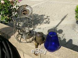 Texas & Pacific Handlan Buck Tall Blue Globe Railroad Lantern