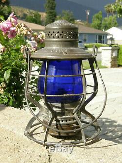 Texas & Pacific Handlan Buck Tall Blue Globe Railroad Lantern