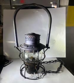 The Michigan Railroad Kerosene Lantern Lamp Clear Glass Globe Bail Handle Chain
