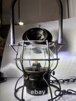 The Michigan Railroad Kerosene Lantern Lamp Clear Glass Globe Bail Handle Chain