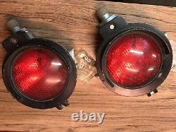 Two 7 Lens Vintage Railroad Safetran Red Warning Signal Lights Train Track lamp