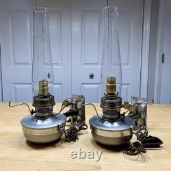 Two Aladdin Railroad Caboose Electric Oil Lamp Model 21 C Wall Mount Bracket 21C
