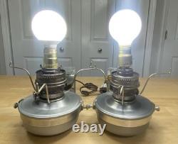 Two Aladdin Railroad Caboose Electric Oil Lamp Model 21 C Wall Mount Bracket 21C