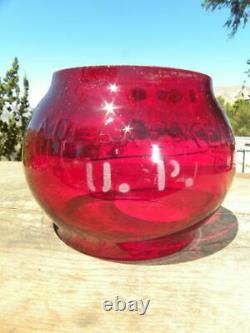 UNION PACIFIC RAILROAD LANTERN Signal Red Etched UP Lantern Globe