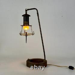 Unique Early 20th Century Industrial Table Lamp in Magical Railway Lantern Desig