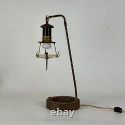 Unique Early 20th Century Industrial Table Lamp in Magical Railway Lantern Desig