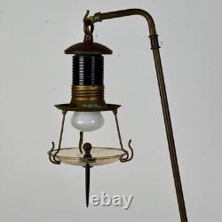 Unique Early 20th Century Industrial Table Lamp in Magical Railway Lantern Desig