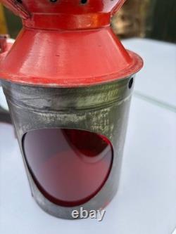 VINTAGE 3 Aspect LONDON TRANSPORT RAILWAY LAMP with BRASS BURNER