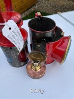 VINTAGE 3 Aspect LONDON TRANSPORT RAILWAY LAMP with BRASS BURNER