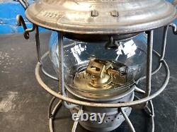 VINTAGE ADAMS & WESTLAKE ERIE RAILROAD LANTERN WithETCHED ERIE ADLAKE KERO GLOBE