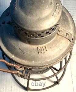 VINTAGE ADLAKE KERO N. H RAILROAD LANTERN WithVINTAGE COBOLT KOPP GLOBE VERY RARE