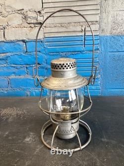 VINTAGE ADLAKE MICHIGAN CENTRAL RAILROAD LANTERN WithEMBOSSED (M. C. R. R.) GLOBE