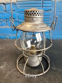 VINTAGE ADLAKE MICHIGAN CENTRAL RAILROAD LANTERN WithEMBOSSED (M. C. R. R.) GLOBE