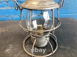 VINTAGE ADLAKE MICHIGAN CENTRAL RAILROAD LANTERN WithEMBOSSED (M. C. R. R.) GLOBE
