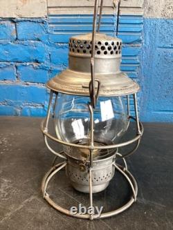 VINTAGE ADLAKE MICHIGAN CENTRAL RAILROAD LANTERN WithEMBOSSED (M. C. R. R.) GLOBE