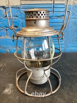 VINTAGE ADLAKE PENNSYLVANIA LINES RAILROAD LANTERN WithEMBOSSED PENN. LINES GLOBE