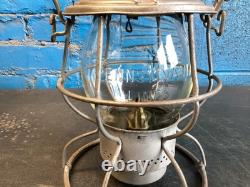 VINTAGE ADLAKE PENNSYLVANIA LINES RAILROAD LANTERN WithEMBOSSED PENN. LINES GLOBE