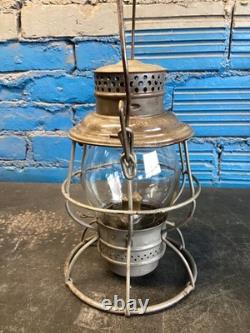 VINTAGE ADLAKE PENNSYLVANIA LINES RAILROAD LANTERN WithEMBOSSED PENN. LINES GLOBE