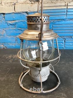 VINTAGE ADLAKE PENNSYLVANIA LINES RAILROAD LANTERN WithEMBOSSED PENN. LINES GLOBE