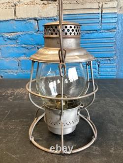 VINTAGE ADLAKE PENNSYLVANIA LINES RAILROAD LANTERN WithEMBOSSED PENN. LINES GLOBE