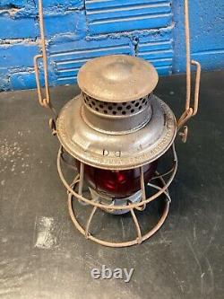 VINTAGE ADLAKE RELIABLE (I. C. R. R) ILLINOIS CENTRAL RAILROAD LANTERN WithRED GLOBE
