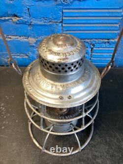 VINTAGE ADLAKE THE ADAMS PENNSYLVANIA LINES RAILROAD LANTERN WithETCHED GLOBE