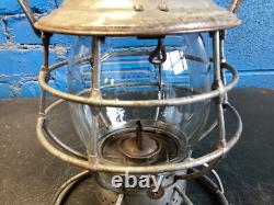 VINTAGE ADLAKE THE ADAMS PENNSYLVANIA LINES RAILROAD LANTERN WithETCHED GLOBE