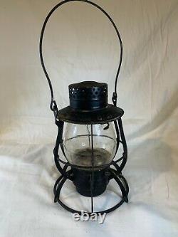 VINTAGE ANTIQUE Dietz RAILROAD LAMP Embossed Glass D756