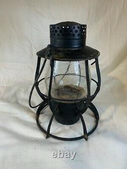 VINTAGE ANTIQUE Dietz RAILROAD LAMP Embossed Glass D756