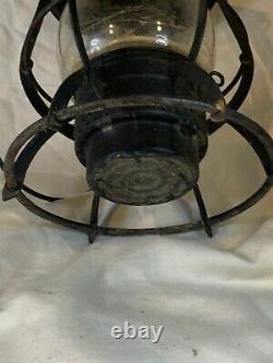 VINTAGE ANTIQUE Dietz RAILROAD LAMP Embossed Glass D756