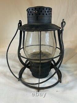 VINTAGE ANTIQUE Dietz RAILROAD LAMP Embossed Glass D756