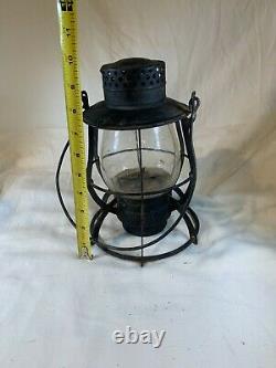 VINTAGE ANTIQUE Dietz RAILROAD LAMP Embossed Glass D756