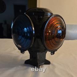 VINTAGE! Adlake Railroad Signal Lamp Blue Amber Kopp Glass Lenses A. A. R. Tested
