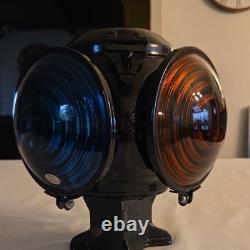 VINTAGE! Adlake Railroad Signal Lamp Blue Amber Kopp Glass Lenses A. A. R. Tested