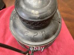 VINTAGE CPR HIRAM L. PIPER CO. LTD RAILROAD OIL LAMP with ORIGINAL GLASS GLOBE(RR)