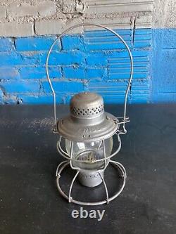 VINTAGE HANDLAN FRISCO RAILROAD BRANDED RR LANTERN WithETCHED SAFETY FIRST GLOBE