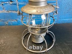 VINTAGE HANDLAN FRISCO RAILROAD LANTERN WithEMBOSSED FRISCO CORNING GLOBE