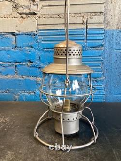 VINTAGE HANDLAN FRISCO RAILROAD LANTERN WithEMBOSSED FRISCO CORNING GLOBE