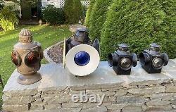 VINTAGE LOT (4) Railroad Lanterns From NY, NEW HAVEN & HARTFORD RAILROAD LINE