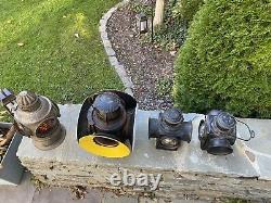 VINTAGE LOT (4) Railroad Lanterns From NY, NEW HAVEN & HARTFORD RAILROAD LINE