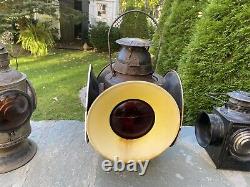 VINTAGE LOT (4) Railroad Lanterns From NY, NEW HAVEN & HARTFORD RAILROAD LINE